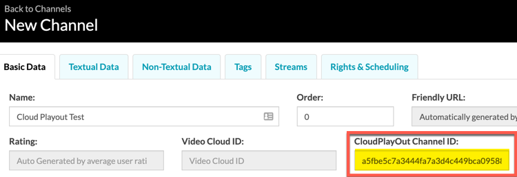 Geben Sie die Cloud Playout-Kanal-ID ein