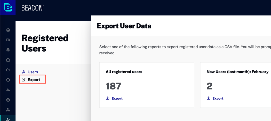 Registerkarte "Exportieren