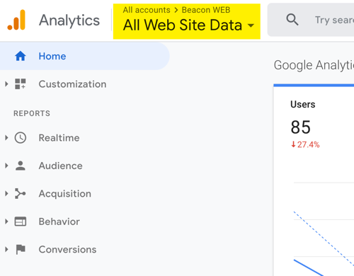 Beacon Analytics-Konten